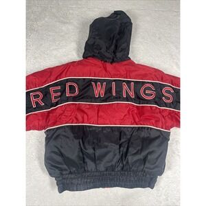 Vtg 90s Detroit Red Wings Jacket‎ NHL Hockey Reversible PRO PLAYER Coat Youth 4